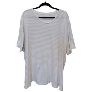 All Saints Striped Cotton Linen Oversized Fit T-Shirt XXL